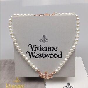 Vivienne Westwood Pearl Necklace with Rose Gold Pendant